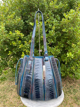 Load image into Gallery viewer, Via La Moda Fern Handbag – Glossy Navy Ostrich Leg Leather (Rare Colorway)