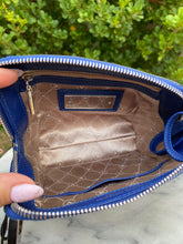 Load image into Gallery viewer, A Via La Moda “Kim” Midnight Blue Ostrich Leg Crossbody