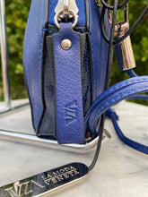 Load image into Gallery viewer, A Via La Moda “Kim” Midnight Blue Ostrich Leg Crossbody
