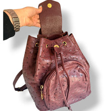 Load image into Gallery viewer, Vintage Chocolate Brown Ostrich Backpack