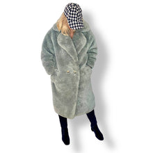 Load image into Gallery viewer, Stunning Icey Blue Faux Fur Coat