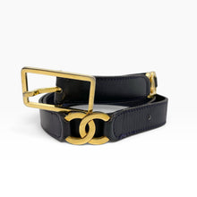 Load image into Gallery viewer, Vintage Chanel Black Leather CC Belt – Made in France