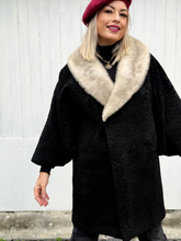 Load image into Gallery viewer, Vintage Black Persian Lamb Coat with Pale Mink Collar