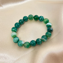 Load image into Gallery viewer, Vintage Green Banded Agate Beaded Bracelet
