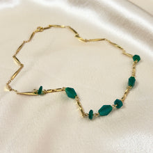 Load image into Gallery viewer, Vintage 18K Gold-Filled Green Stone Necklace

