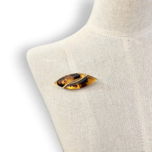 Load image into Gallery viewer, Vintage Amber-Tone Lucite Modernist Brooch
