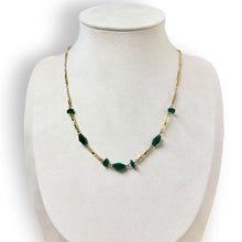 Load image into Gallery viewer, Vintage 18K Gold-Filled Green Stone Necklace
