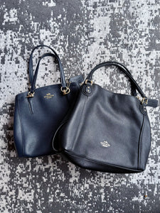 Navy Coach Minetta Saffiano Leather Tote