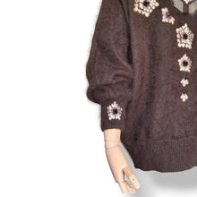 Load image into Gallery viewer, Vintage Chocolate Brown Angora Embellished Jersey
