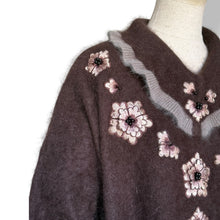 Load image into Gallery viewer, Vintage Chocolate Brown Angora Embellished Jersey
