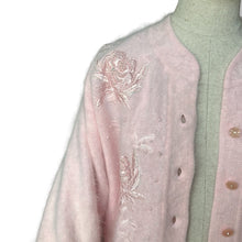 Load image into Gallery viewer, Vintage Baby Pink Angora Blend Embellished Cardigan
