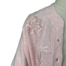 Load image into Gallery viewer, Vintage Baby Pink Angora Blend Embellished Cardigan
