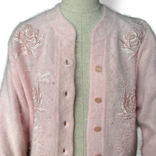 Load image into Gallery viewer, Vintage Baby Pink Angora Blend Embellished Cardigan
