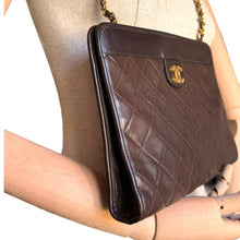 Load image into Gallery viewer, Vintage Chanel Chocolate Lambskin Quilted Shoulder Bag
