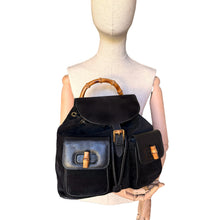 Load image into Gallery viewer, Vintage Gucci Bamboo Leather &amp; Suede Backpack

