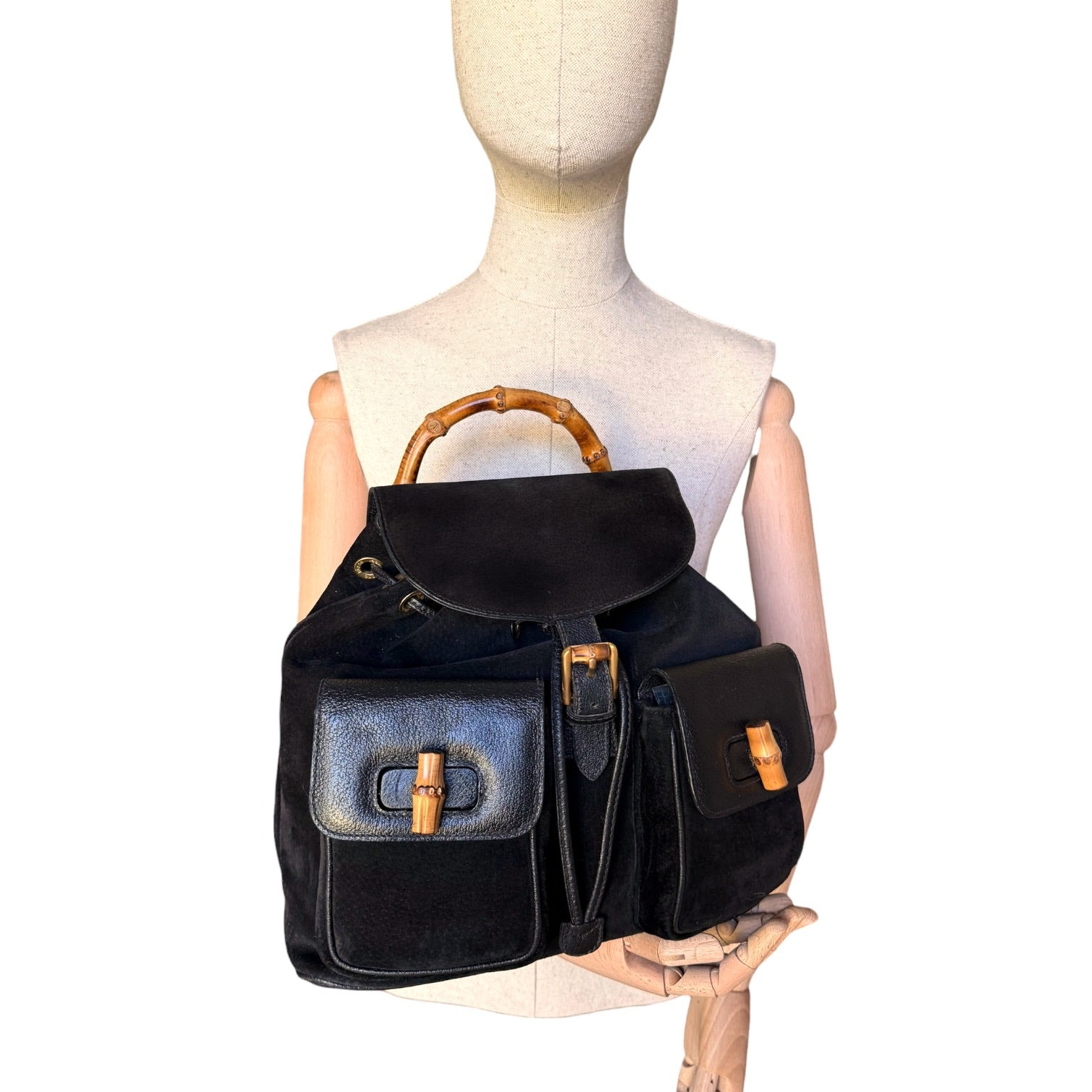 Vintage Gucci Bamboo Leather & Suede Backpack – Vintage Swag SA