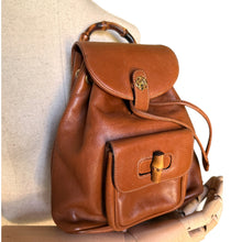 Load image into Gallery viewer, Vintage Gucci Bamboo Handle Leather Backpack
