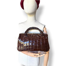 Load image into Gallery viewer, Vintage Crocodile Leather Bag with Patina and Suede Interior
