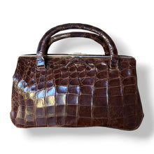 Load image into Gallery viewer, Vintage Crocodile Leather Bag with Patina and Suede Interior
