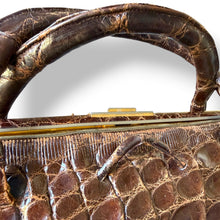 Load image into Gallery viewer, Vintage Crocodile Leather Bag with Patina and Suede Interior
