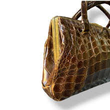 Load image into Gallery viewer, Vintage Crocodile Leather Bag with Patina and Suede Interior
