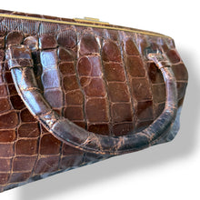 Load image into Gallery viewer, Vintage Crocodile Leather Bag with Patina and Suede Interior
