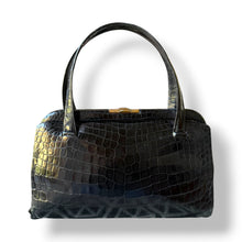 Load image into Gallery viewer, Vintage Black Crocodile Top Handle Bag
