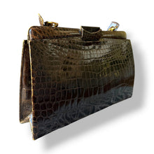 Load image into Gallery viewer, Vintage Chocolate Brown Crocodile Top Handle Bag
