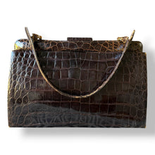 Load image into Gallery viewer, Vintage Chocolate Brown Crocodile Top Handle Bag
