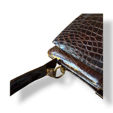 Load image into Gallery viewer, Vintage Chocolate Brown Crocodile Top Handle Bag
