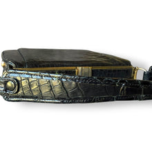 Load image into Gallery viewer, Vintage Black Crocodile Kiss Lock Handbag
