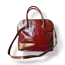 Load image into Gallery viewer, Vintage Rust Red Croc Embossed Leather Dome Bag
