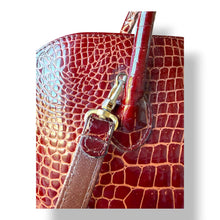 Load image into Gallery viewer, Vintage Rust Red Croc Embossed Leather Dome Bag
