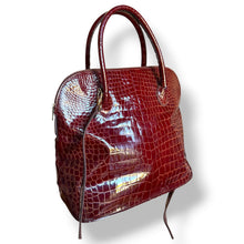 Load image into Gallery viewer, Vintage Rust Red Croc Embossed Leather Dome Bag
