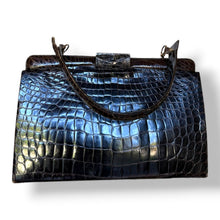 Load image into Gallery viewer, Vintage Chocolate Brown Crocodile Top Handle Bag
