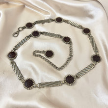 Load image into Gallery viewer, Vintage Silver-Tone &amp; Leather Panel Belt
