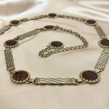 Load image into Gallery viewer, Vintage Silver-Tone &amp; Leather Panel Belt
