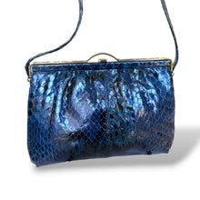 Load image into Gallery viewer, Vintage Blue Snakeskin Shoulder Bag
