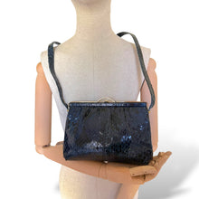 Load image into Gallery viewer, Vintage Blue Snakeskin Shoulder Bag
