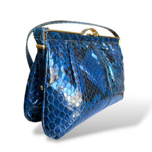 Load image into Gallery viewer, Vintage Blue Snakeskin Shoulder Bag
