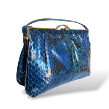 Load image into Gallery viewer, Vintage Blue Snakeskin Shoulder Bag
