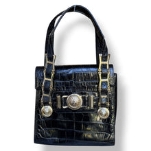 Load image into Gallery viewer, Vintage Gianni Versace Croc-Embossed Leather Top Handle Bag
