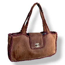 Load image into Gallery viewer, Vintage Chanel Suede Tote with Shearling Trim
