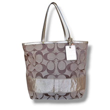 Load image into Gallery viewer, Coach Signature Metallic Tote Bag

