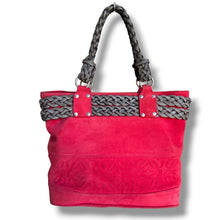 Load image into Gallery viewer, Vintage Loewe Red Suede Anagram Tote Bag
