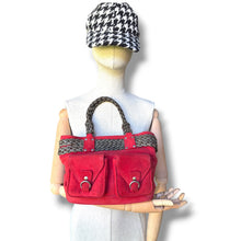Load image into Gallery viewer, Vintage Loewe Red Suede Anagram Tote Bag
