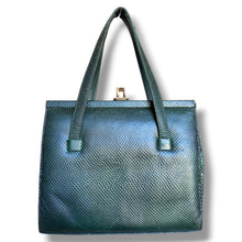 Load image into Gallery viewer, Vintage Emerald Green Lizard Leather Frame Handbag
