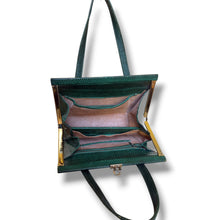 Load image into Gallery viewer, Vintage Emerald Green Lizard Leather Frame Handbag
