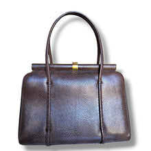 Load image into Gallery viewer, Vintage Brown Lizard Leather Frame Handbag
