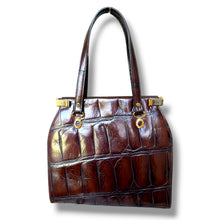 Load image into Gallery viewer, Vintage Escada Croc-Embossed Leather Handbag
